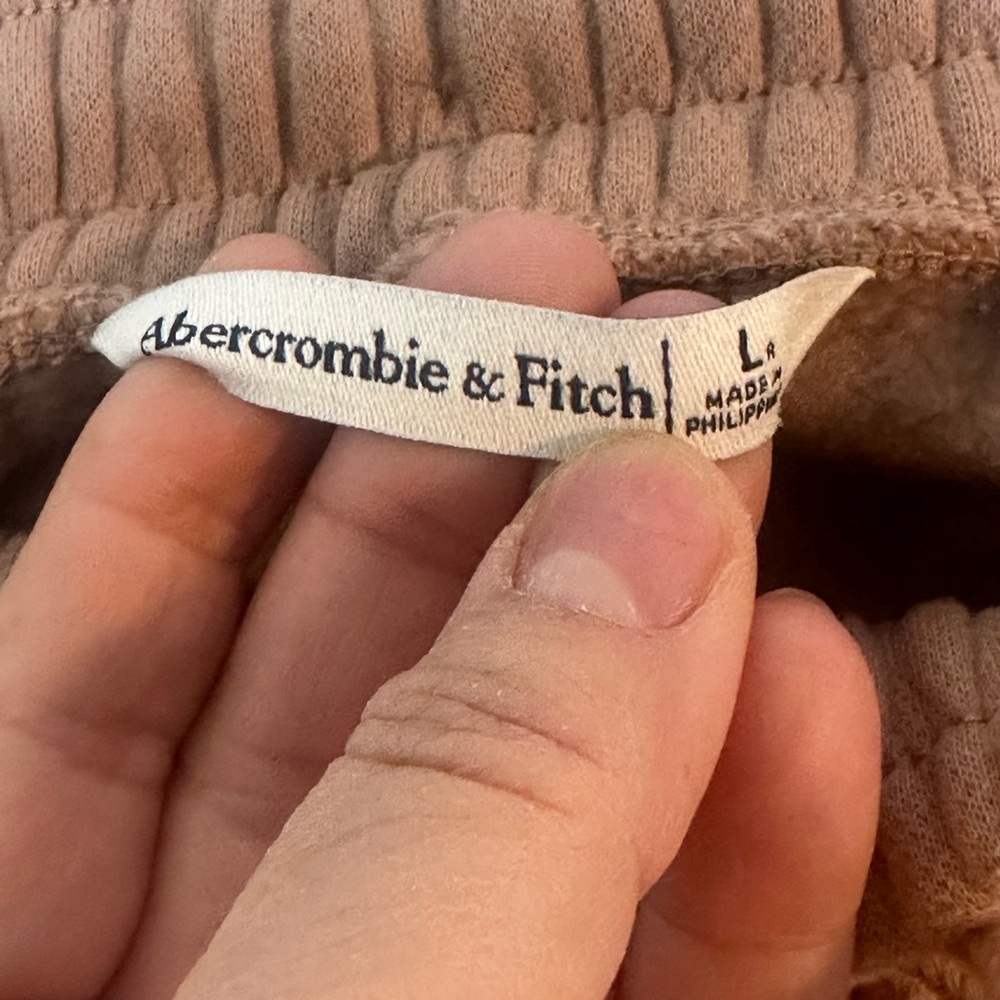 Abercrombie & Fitch High Rise Sunday Barrel  Tan Drawstring Waist Sweatpants, L - Picture 4 of 12